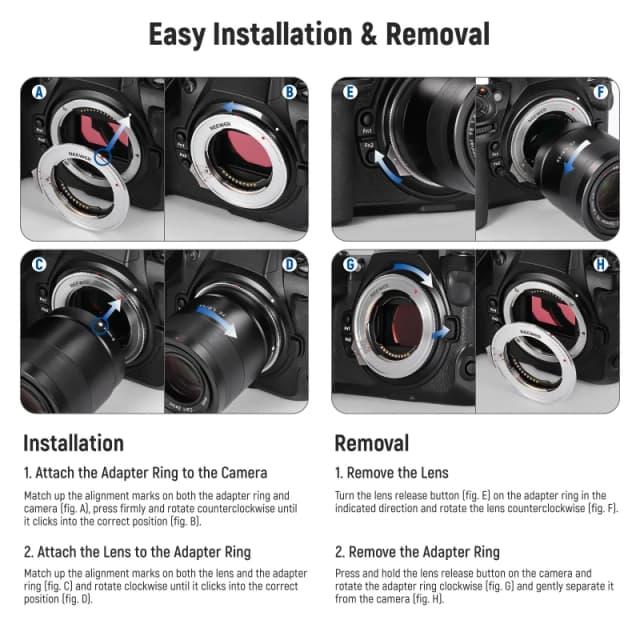 NEEWER FE/E Mount Lens to Z Mount Camera Adapter (NW-ETZ PRO)