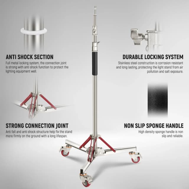 NEEWER 10ft Heavy Duty Stainless Steel Light Stand (SC305AW)