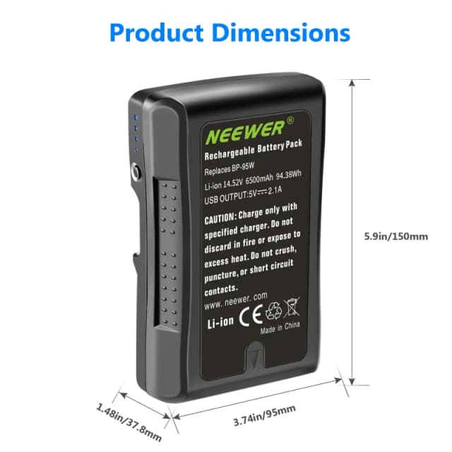 NEEWER 6600mAh Rechargeable V Mount/V Lock Battery-95Wh
