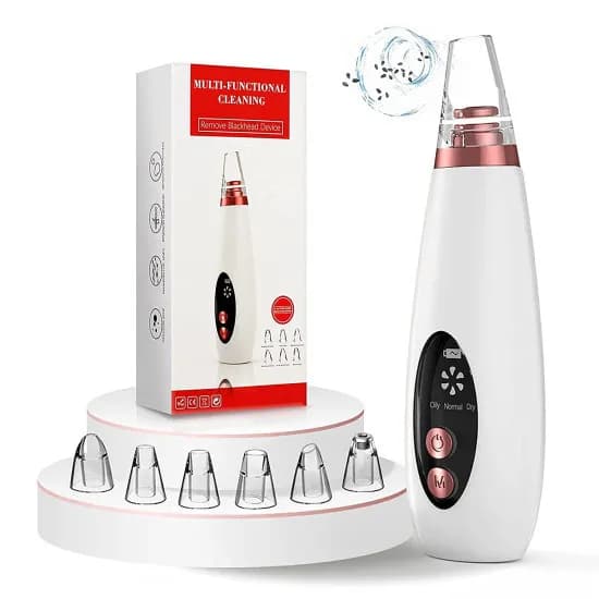 Electric 6-in-1 Multi-function Blackhead Remover | USB Rechargeable Acne & Pimple Pore Cleaner Vacuum Tool | Facial Cleanser Device for Nose & Skin Care