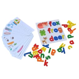 Wooden ABCD Letter & Word Learning Game for Kids Ages 3-6 | Montessori Educational Toy | Alphabet & Word Recognition Board | Early Writing & Learning Game for Toddlers, Boys & Girls