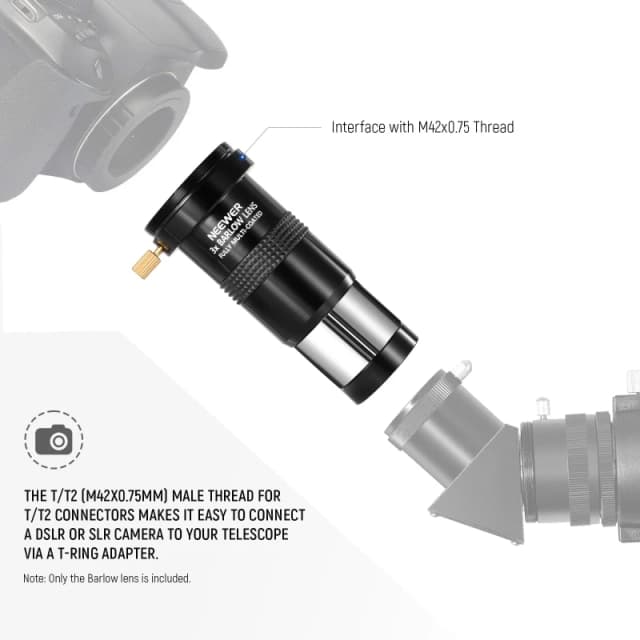 NEEWER LS-T11 3X Barlow Len for 1.25" Telescope Eyepiece