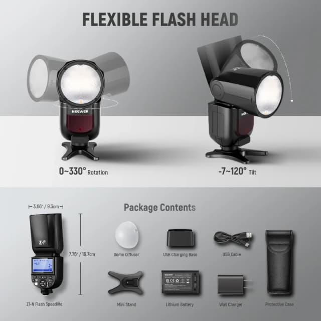 NEEWER TTL Round Head Flash Speedlite (Z1-N) - With Diffuser