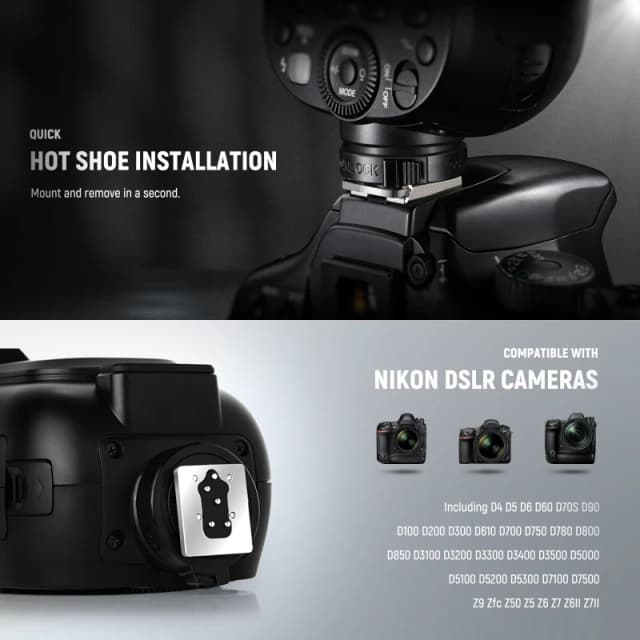 NEEWER TTL Round Head Flash Speedlite for Nikon (Z1-N) - 1 Battery Kit