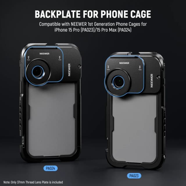 NEEWER 37mm Thread Lens Backplate for iPhone 15 Pro/Pro Max Cage (PA035)