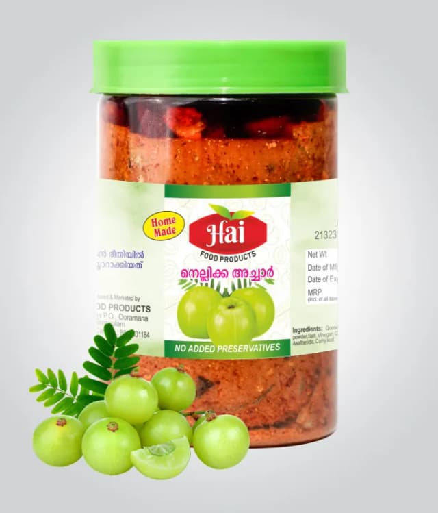 HAI's Gooseberry Pickle – Tangy & Spiced Amla Achaar | Nellikka Achaar | Kerala Style | 100% Organic, Homemade & No Preservatives-1 kg
