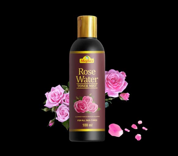 Megha's Rose Water Hydrating Steam Distilled Ayurvedic Toner for Fresh, Dewy Skin | Minimises Pores & Refreshes Skin 100ml