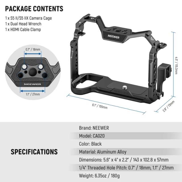 NEEWER Camera Cage For Panasonic S5 II / S5 IIX / G9 II (CA020)
