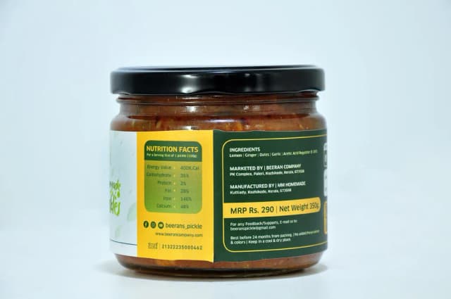 BEERAN"S Sweet Lemon Pickle 350g | Homemade Pickle | A Perfect Biriyani Side Dish | 100% Natural