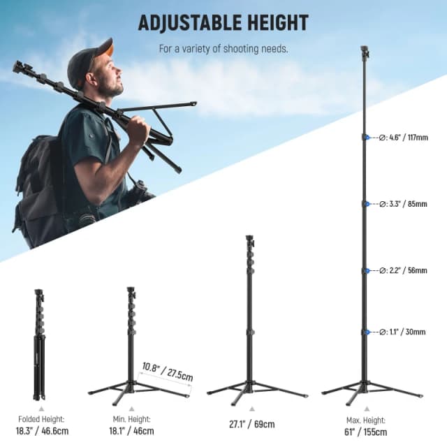 NEEWER Telescopic Phone Light Tripod (ST155)