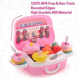 Kitchen Set for Kids Girls Pretend Play Toys Little for Kids in Chef Portable Suitcase Role Play Fun Toys for Girls Toys Kitchen Set for Girls, Kitchen Suitcase Set (23 Pcs Set Approx)