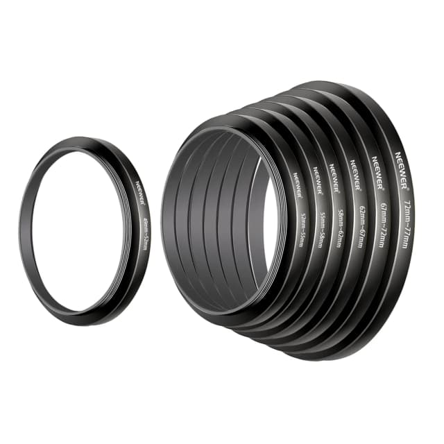 NEEWER 7pcs Step-up Lens Filter Adapter Rings Set