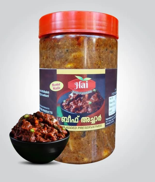 HAI's Buffalo Meat Pickle – Kerala Style | Spicy, Tender Beef Chunks in a Flavorful Pickle | Homemade, Fresh & Natural | No Preservatives-1 Kg