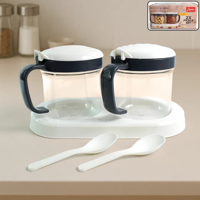 Apex Container Pickle (2 Pc) Leak-Proof, Airtight Jar for Pickles, Spices & Condiments.