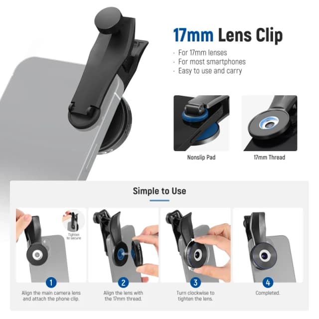 NEEWER PRO 45X Mini Pocket Microscope Lens with 17mm Thread Phone Lens Clip (LS-32)