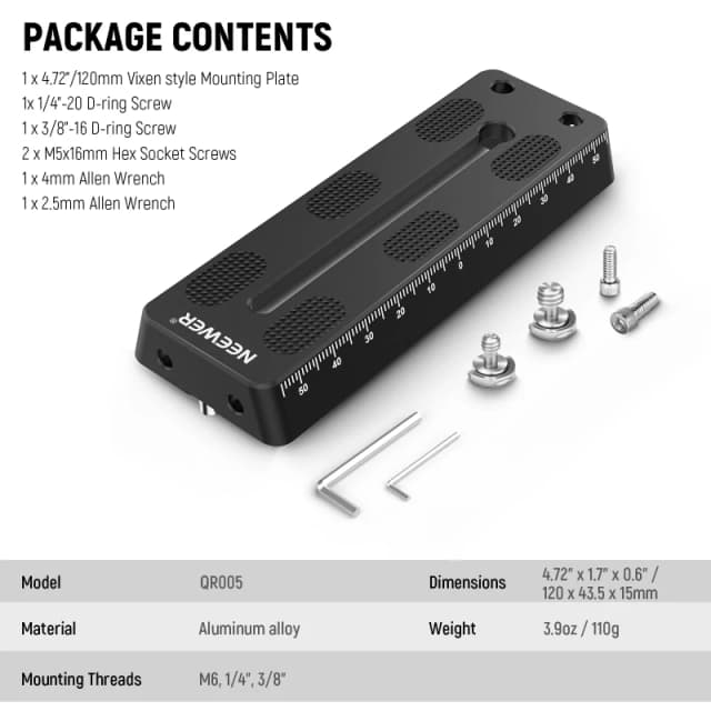 NEEWER Rail Bar Vixen Style Dovetail Plate for Telescope