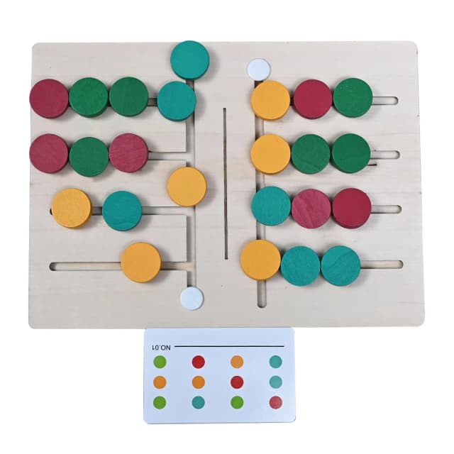 Wooden Double Side Button Game for Kids Ages 3-6 | Montessori Educational Toy for Toddlers | Color & Shape Matching Puzzle Board | Early Learning Intelligence Development Gift for Boys & Girls