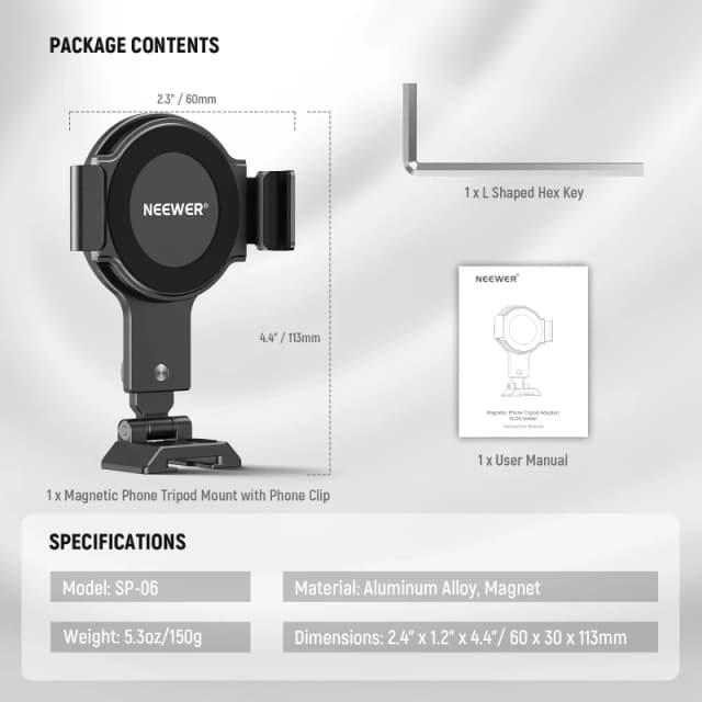 NEEWER Magnetic Phone Tripod Mount Adapter (SP-06)