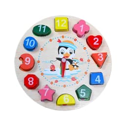 Wooden Learning Clock Toy for Kids Ages 3-6 | Montessori Educational Toy for Toddlers | Shape Sorting & Time Teaching Clock | Early Learning Intelligence Development Gift for Boys & Girls