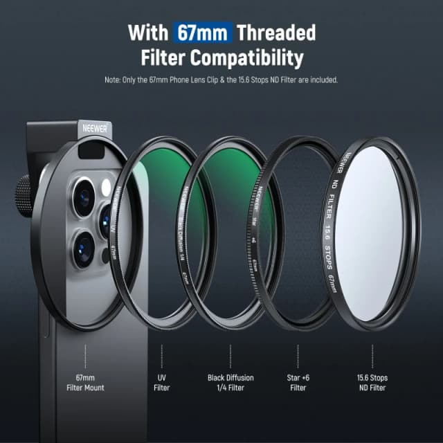 NEEWER Clip On 67mm ND Phone Filter Kit (FL-45)