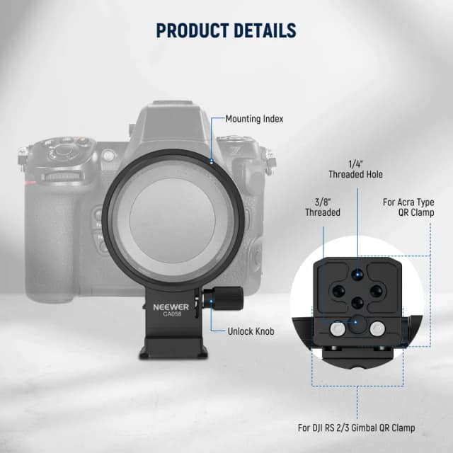 NEEWER Rotatable Camera Lens Collar for Nikon Z8 Z7 II Z6 II Z5 (CA058)