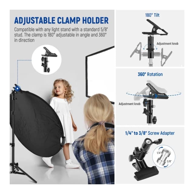NEEWER 5 In 1 Light Reflectors with Clamp & Hand Grips (RF-80II)