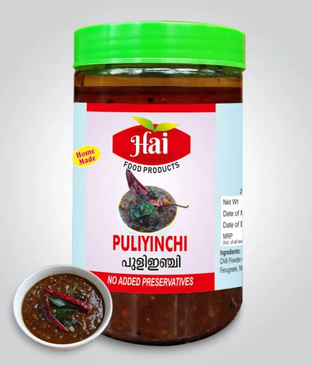 HAI's Puliyinchi | Homemade Inji Puli/Puli Inji | Authentic Kerala-Style Ginger & Tamarind Pickle | Hot, Sweet & Sour | Traditional Recipe | Chemical & Preservative Free - 1kg