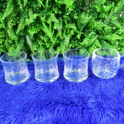 Glass 3 Pc Mug & 1 Pc Cup Set, Water glass (4 Pcs Set) Juice Glasses and Transparent Water Glass Coffee & Tea Cup / Mug, Pure Glass