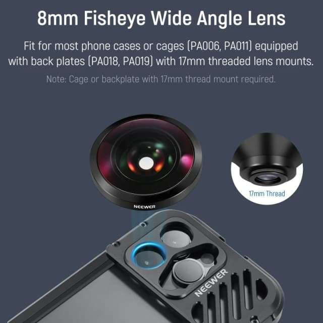 NEEWER 8mm HD Fisheye Phone Lens For Smartphone (LS-29)
