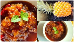 Lolu's Homemade Tasty & Spicy Kerala Style Pineapple Pickle (കൈതച്ചക്ക അച്ചാർ) - 250 g | Nadan Pineapple Achar | Kaythachakka Pickle