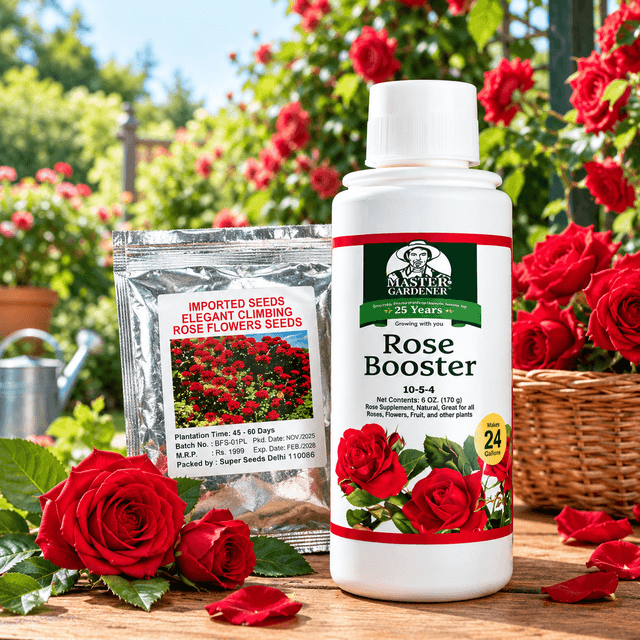 Rose Booster Liquid Plant Food & Climbing Rose Seeds Packet