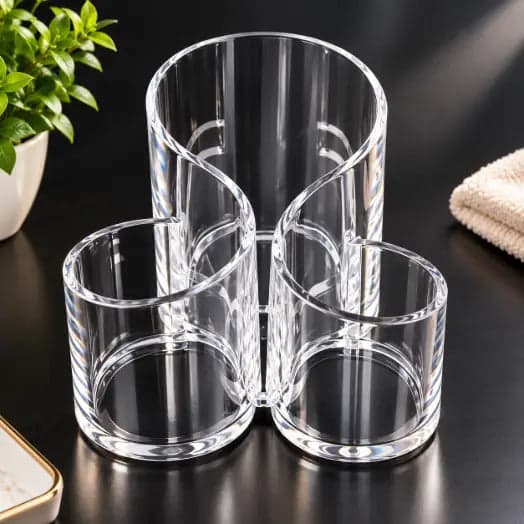 Clear Acrylic Makeup Brush & Cosmetic Holder Stand