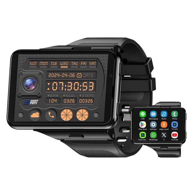 LOKMAT 2.88" Large Screen 4G SIM Card Smart Watch, Android 11 Smartwatch with Phone Call, 6GB+128GB Dual Cameras, Detachable Watch Head, 1500mAh Sport