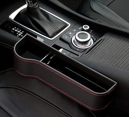 Leather Car Boot Bag: Driver Seat Gap Filler Console Side Pocket with Bottle/Can Holder pack of 1
