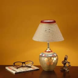 Handcrafted Terracotta Warli Hand Painting Table Lamp Table Lamps for Home Decor Gifting Items