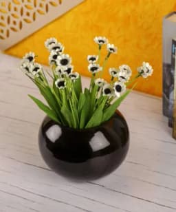 Ceramic Indoor Black Egg Planter Handmade Decorative Pot For Home Decor