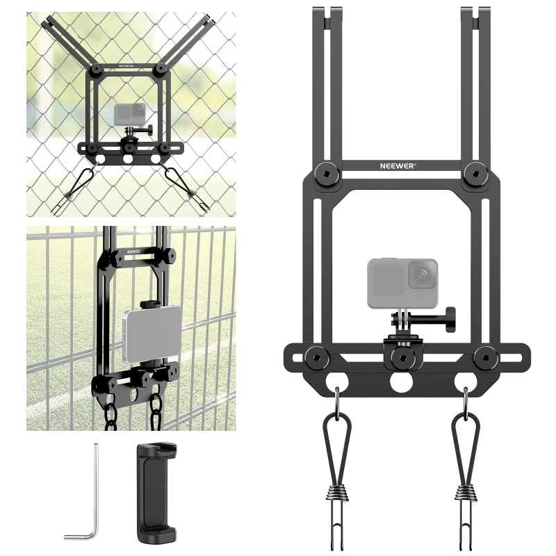 NEEWER Camera Fence Mount with Phone Holder & Action Camera Adapter (PA036)