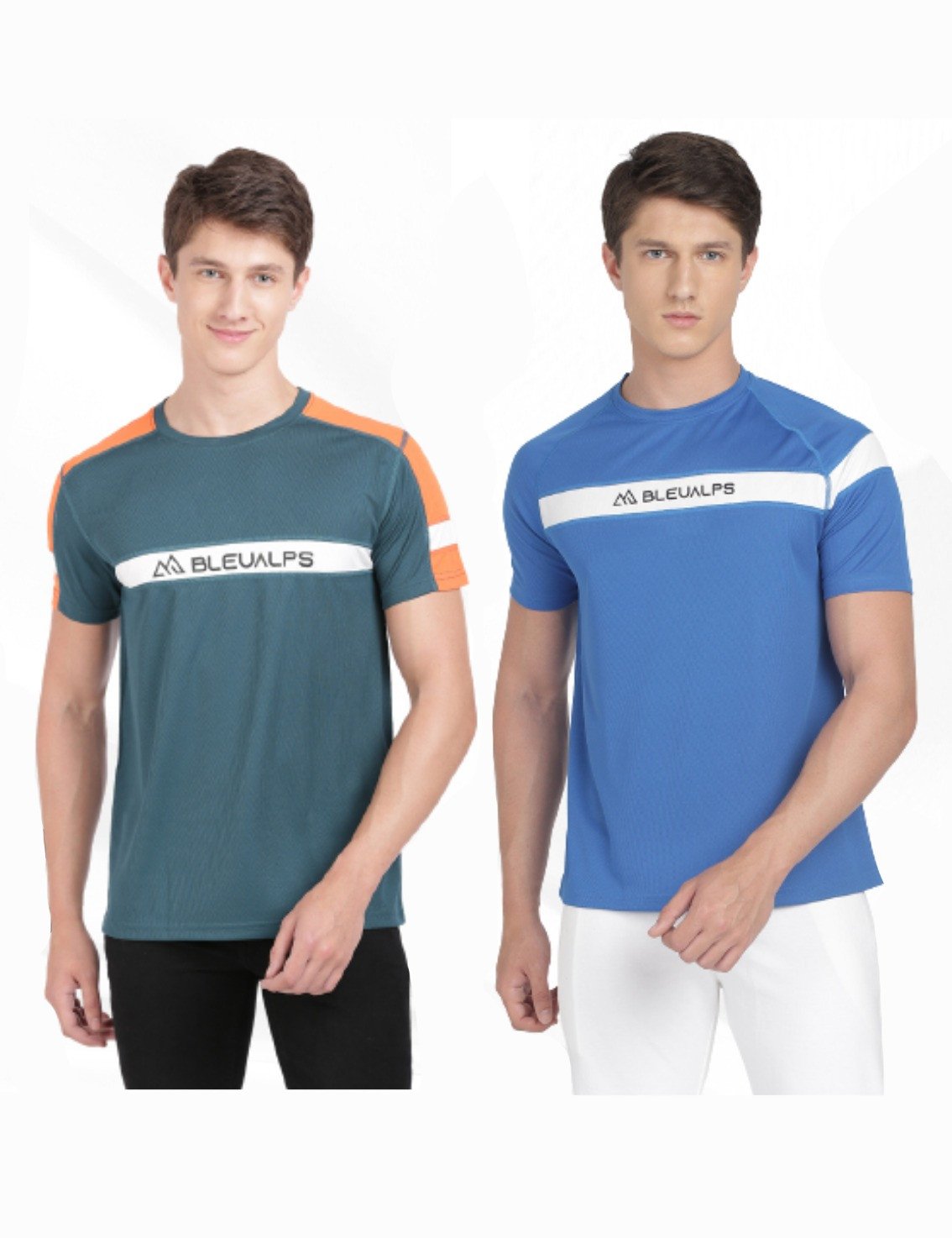 Bleualps Stylish Men's Activewear Sports Round Neck Half Sleeve T-Shirt Combo (Pack Of 2) - Multicolour | Gents Workout T-Shirts (2 in 1)