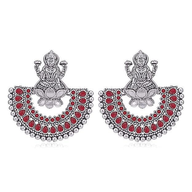 Adorable Oxidised Goddess Laxmi Chandbali Earring for Women (SKR56761)