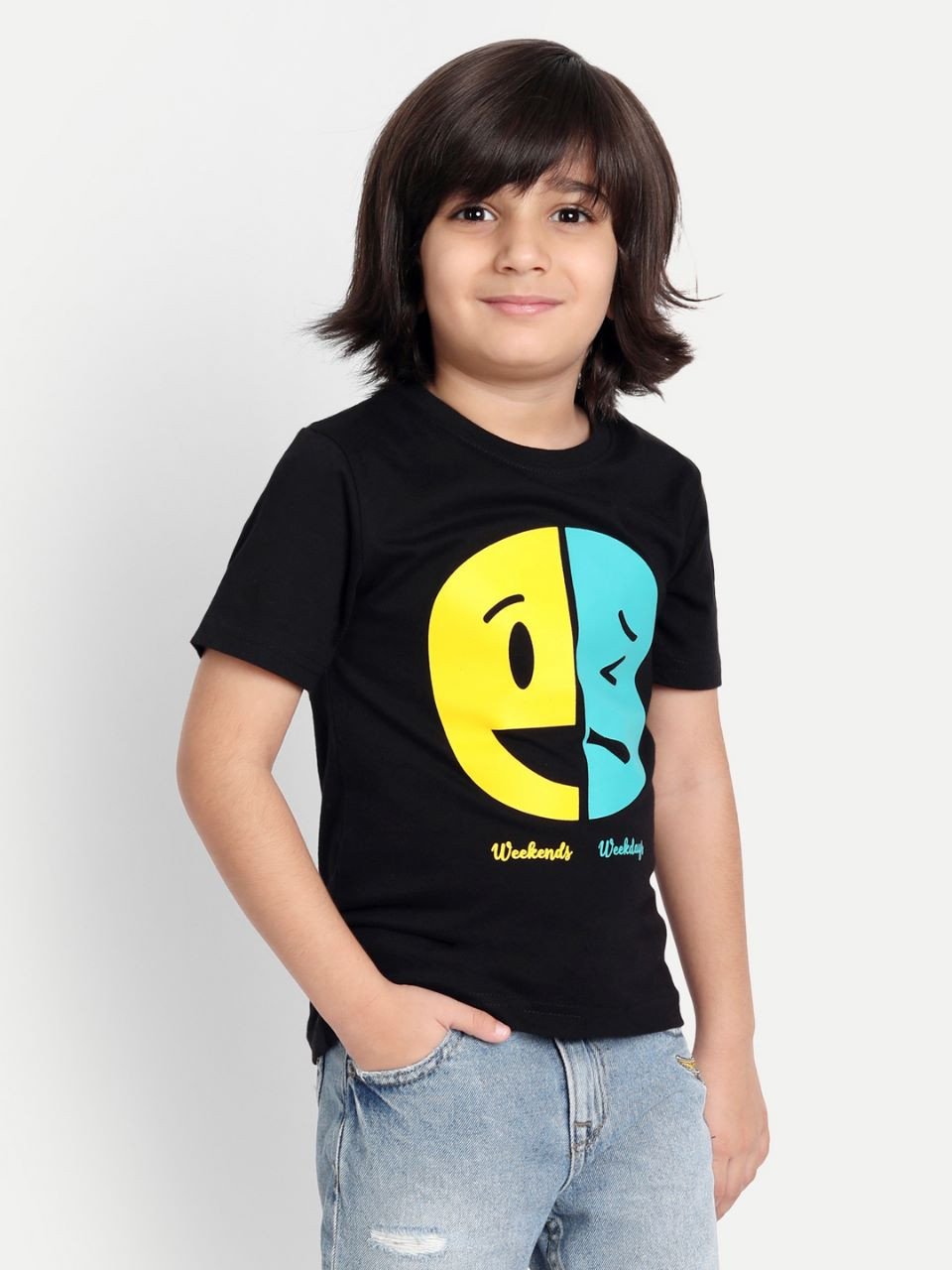Blackbird Collection's Stylish Regular Fit Round Neck Half Sleeve Image Printed Cotton T-Shirt For Girls - Black Colour