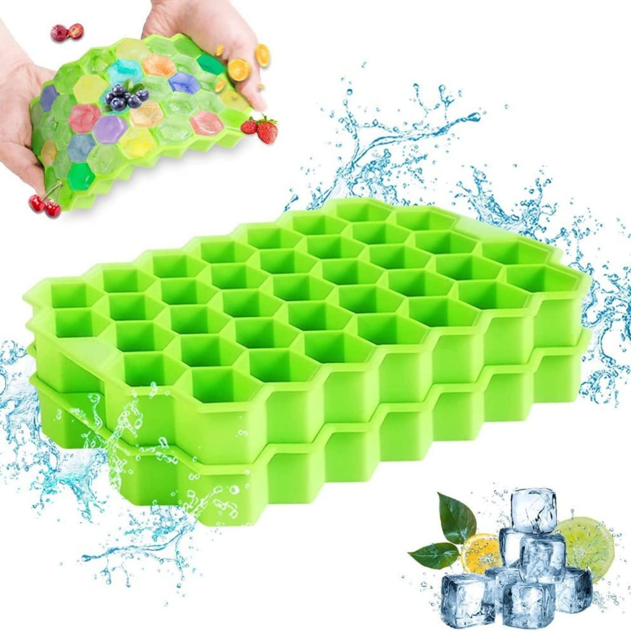 SmartGadgets Honeycomb Silicone Ice Cube Tray – 37-Cavity Flexible Mold for Ice, Chocolate, Cake, and Whiskey