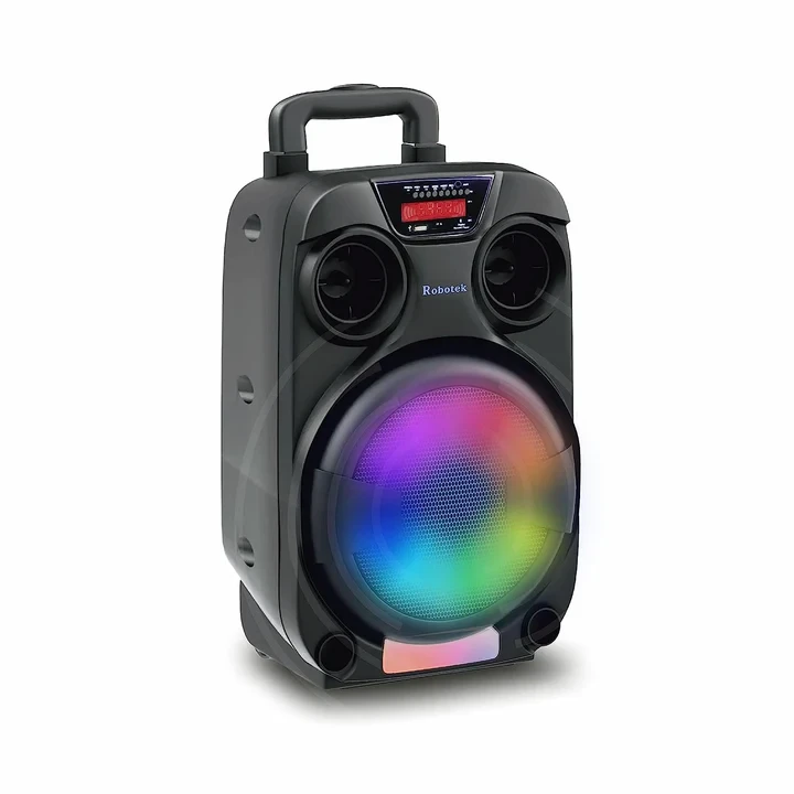 Robotek BoomBox v3 | Portable Bluetooth Party Speaker with Wireless Mic | Karaoke Function | 30W RMS Power | IPX5 Waterproof, Call Function | RGB Glow Lights | Upto 5Hrs Playtime | USB, SD Card, AUX |