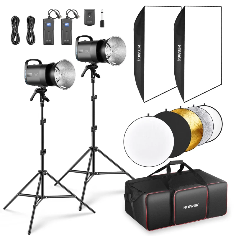 2 Pack S101-300W 600Ws Studio Monolight Flash Light Kit