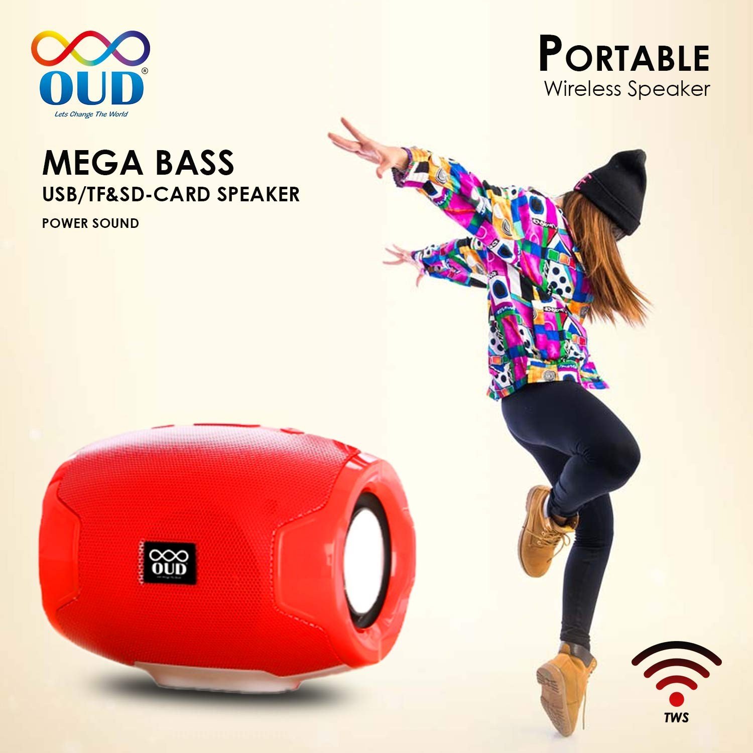 OUD® Super Bass Splash Proof Wireless Bluetooth Speaker with USB | Mic | Aux | SD Card for All Laptop, Tablet & Smartphone