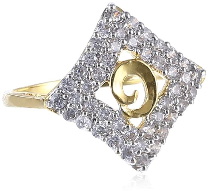 Women Fabulous Gold and Rhodium Plated Cubic Zirconia Ring(8065Rczc730_12)