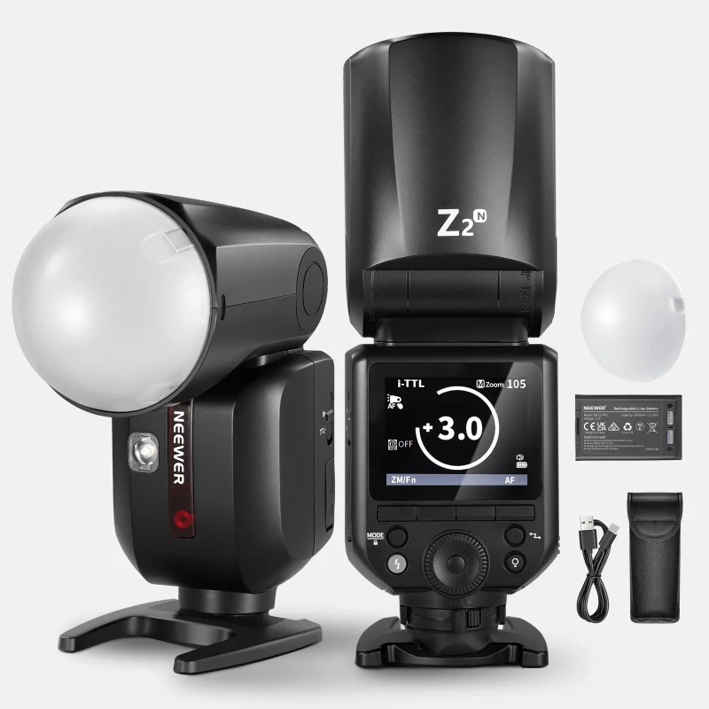 NEEWER Z2 3000mAh Battery TTL Round Head Flash Speedlite with Diffuser For Nikon