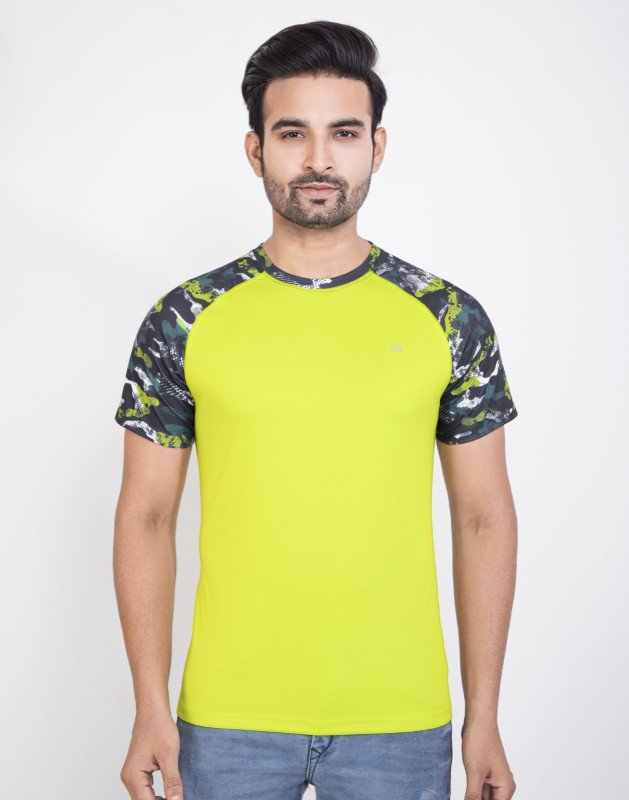 Claxy Men's Active Wear Stylish Regular Fit Round Neck Half Sleeves Sports T-Shirt - Yellow & Black | Boys T-Shirt | Jersey