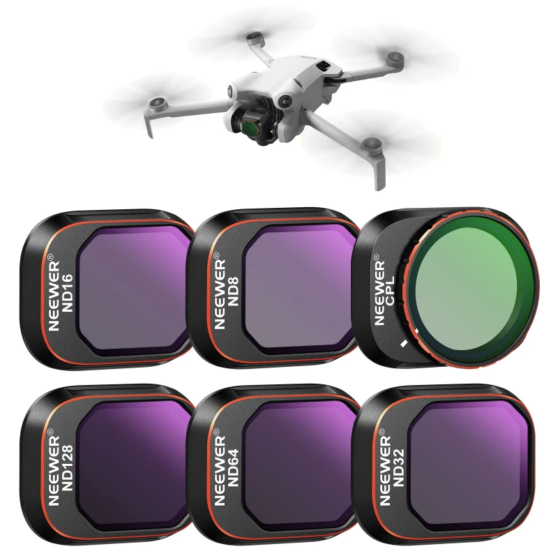 NEEWER 6 Pack Snap On ND&CPL Filter Set For DJI Mini 4 Pro (FL-A34)