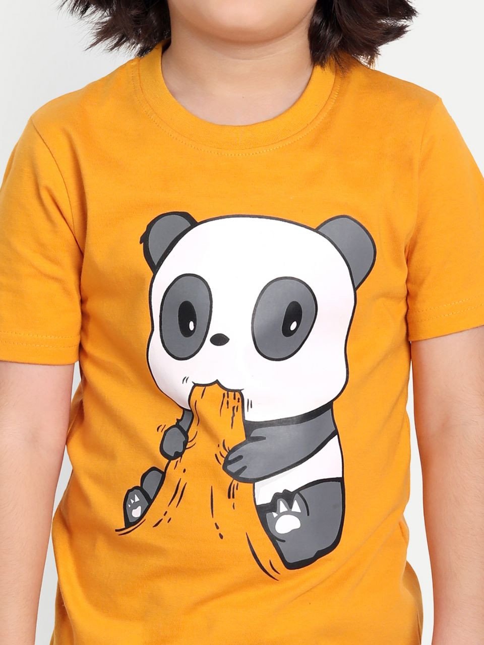 Blackbird Collection's Stylish Round Neck Half Sleeve Hungry Panda Printed Cotton T-Shirt For Girls