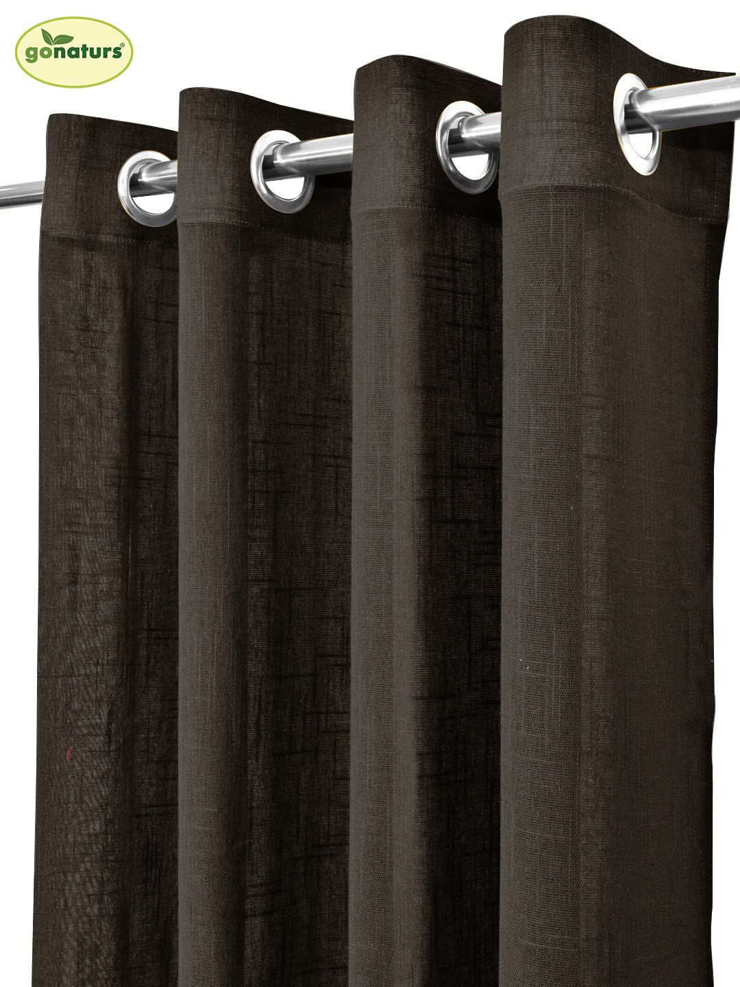 GONATURS Cotton Linen Solid Sheer Curtain Set with Eyelet Rings Non Blackout Single,Long Door Curtain (4.5ft x9ft) (Black)